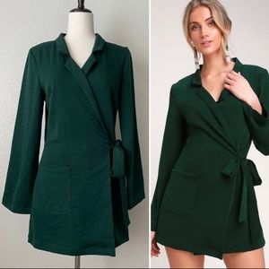 Lulu’s Hollywood Nights Forest Green Blazer Romper